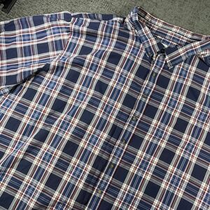 HB Button Down Shirt Mens 7XLT Blue Red Plaid Short Sleeve Tall Pocket